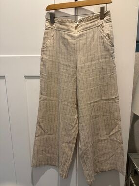 Max Studio NWOT Pinstripe Wide Leg Linen Pants S